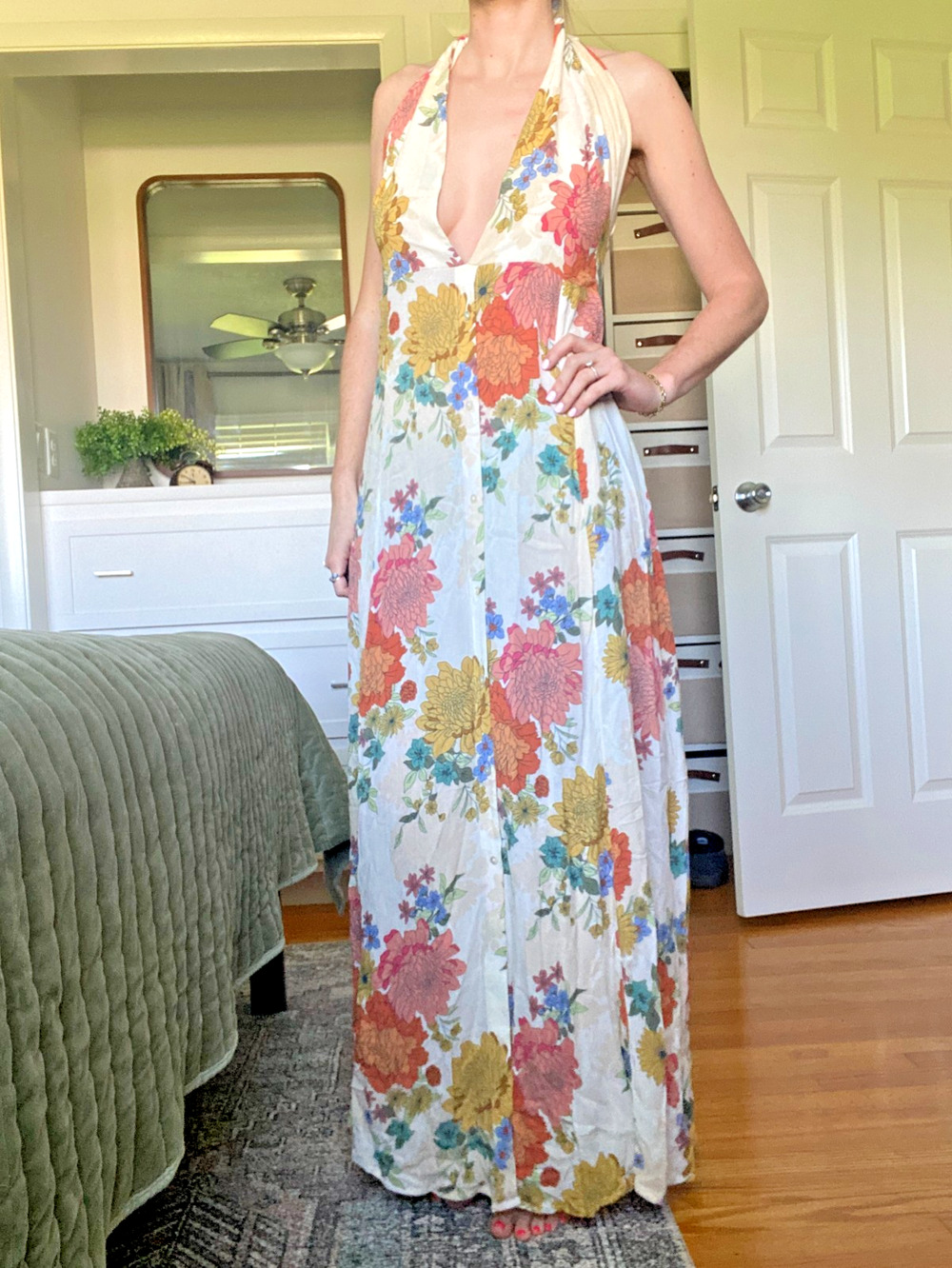 O’Neill Dress Women's XS Jemma Kali Floral Halter Maxi Floral Multi Colored Boho